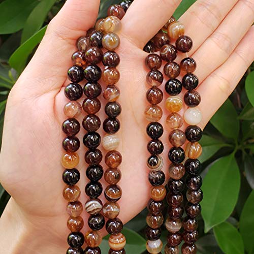 60pcs Adabele AAA Natural Banded Brown Agate Healing Gemstone Round Loose Beads 6mm Gem Stone Spacer for Craft Jewelry Making GC15-6 - color: Banded Brown Agate, size: 6mm (60pcs/1 Strand)
