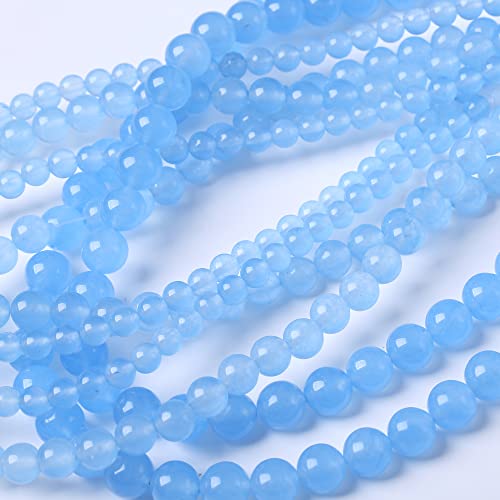 6MM Blue Chalcedony Round Loose Beads Natural Gem Beads Crystal Energy Stone Beads for Jewelry Making DIY Bracelet Necklace - color: Blue Chalcedony, size: 6MM