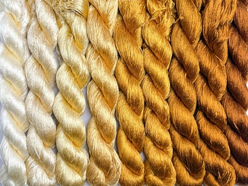 100% Nature Mulberry Handmade Embroidery Silk Thread Woven Jewelry Accessory Artificial Flowers Cross Stitch Floss DIY Sewing Kits 9 Gradient Colors 22m Each (46) - color: 46
