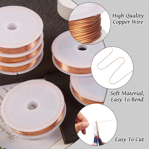Cheriswelry 24 Gauge Raw Copper Craft Wire Beading Wire Tarnish Resistant Metal Wire 0.5mm for Jewelry Making Supplies Wrap Accessory Garden Decor, 75.46 Ft - size: 24 Gauge(0.5mm)