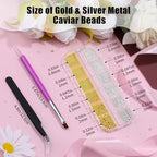3D Mini Small Metal Stainless Steel Caviar Nail Beads Balls, 0.8-3mm Gold Silver Alloy Nail Art Chain Charms Studs with Tweezers and Dual-end Brush (1-K1-metal-beads) - color: 1-K1-metal-beads