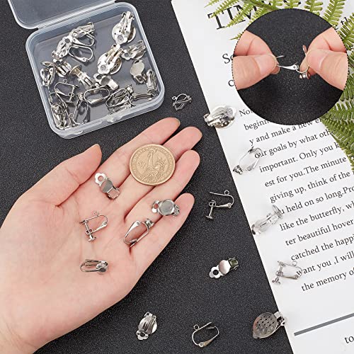 SUNNYCLUE 1 Box 36Pcs 9 Style Clip-on Earring Findings Adjustment Real Stainless Steel Screw Clip Earring Converters Findings Components for DIY Jewelry Making Crafting - color: Silver, Golden