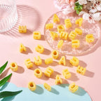 FASHEWELRY 50Pcs 20mm Big Vowel Letter Beads Golden Large Hole Acrylic Alphabet Beads for Bracelets Making, UV Plating Iridescent 3D Slider Initials Bead for Keychains Making - color: Golden