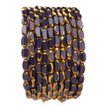 Glass Rice Beads Purple 4x6mm 50pcs Faceted Oval Golden Edge Crystal Loose Beads for DIY Craft Jewelry Making - color: Purple