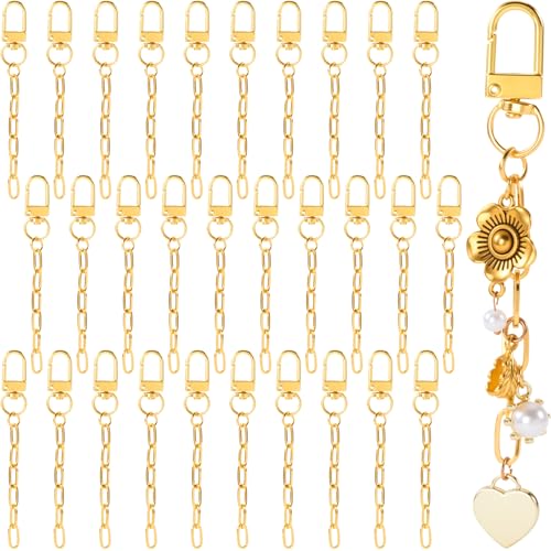 Hzopcw 30pcs Gold Keychain Making Kit, Key Ring Swivel Snap Hook Chains, Extender Keychain Bag Charm Kits for DIY Crafts Jewelry Making Handbag Purses- A Style - color: Gold-30pcs-A Style