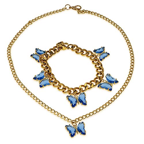 Crystal Zirconia Gold Plated Brass Charms for Jewelry Making Bracelet Necklace Earring Pendant Craft Supplies DIY Accessories - color: Butterfly-Blue-5Pcs