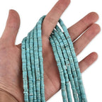 170pcs 5x2mm Natural Turquoise Heishi Disc Rondelle Spacer Stone Semi Precious Gemstone Loose Beads for Jewelry Making 15 Inch - color: Turquoise, size: 5x2mm