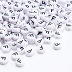 100Pcs Letter Beads 4x7mm White Round Acrylic Alphabet Beads Letter F Beads for Jewelry Making DIY Bracelets Necklaces Key Chains - color: F 100Pcs