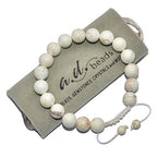 AD Beads Natural 10mm Gemstone Bracelets Healing Power Crystal Macrame Adjustable 7-9 Inch - color: White Turquoise