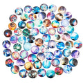 70Pcs Flat Round Transparent Glass Cabochons with Pattern Eye Flatback Glass Dome Flatback Cab Beads for Photo Cameo Jewelry Making Necklace Ring DIY Crafts 25x6mm Starry Sky - color: 70Pcs-25x6mm-Starry Sky