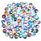 70Pcs Flat Round Transparent Glass Cabochons with Pattern Eye Flatback Glass Dome Flatback Cab Beads for Photo Cameo Jewelry Making Necklace Ring DIY Crafts 25x6mm Starry Sky - color: 70Pcs-25x6mm-Starry Sky