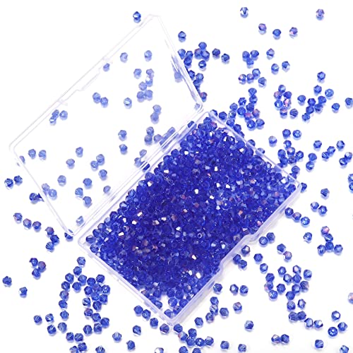 1000pcs Crystal Glass Beads 4mm Bulk Faceted Bicone Spacer Beads for DIY Jewelry Making - color: light blue AB, size: 4mm