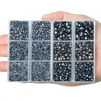 10000Pcs 2-Boxes Mixed Size Hot Fix Round Crystals Gems Glass Stones Hotfix Flat Back Rhinestones with Tweezers and Picking Pencil (Hematite Black) - color: Hematite Black, size: 2-Box (10000pcs)