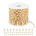UMAOKANG 33 Feet Chains Bulk on Spool Gold Plated Stainless Steel White Bead Chain for Jewelry Making - color: Gold-White Enamel