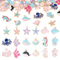 Cheriswelry 36Pcs Ocean Beach Sea Charms for Jewelry Making Assorted Summer Charms Starfish Shell Whale Jelly Fish Pendants 15-29mm for Earring Necklace Bracelet Supplies