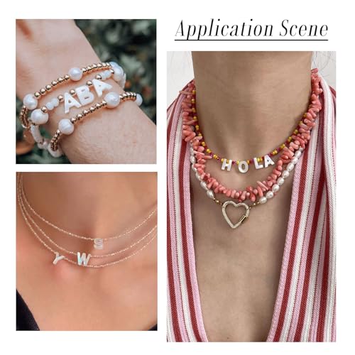 20Pcs Letter Beads Natural Freshwater Shell Beads Vowel Letters A E I O E White Seashell Alphabet Initial Beads for Wedding DIY Necklace Bracelet Earring Jewelry Making Supplies - color: White Shell