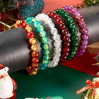 Elecrelive Glass Round Beaded Bracelet Set Clay Beaded Bracelets Stretch Bracelets - color: Mix Colors, Christmas