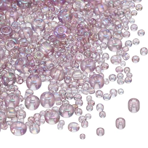 MECCANIXITY 15/0 11/0 8/0 6/0 Glass Seed Beads 1.5mm/2mm/3mm/4mm Loose Seed Beads for Jewelry Earring Bracelet Craft Making, 5888PCS, Korean Purple - color: Korean Purple