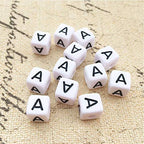 ToBeIT 1000pcs Letter Beads Cube Letter Bead White Alphabet Acrylic Beads for Jewelry Making(6 * 6white Black) - color: white black