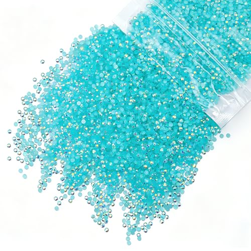 qiipii 5300PCS 3mm Aquamarine AB Resin Rhinestones Bulk Lake Blue Flatback Jelly Resin Stones SS10 Non-Hotfix Diamonds Crystals Gems for Nails Face Eyes Makeup Body Tumblers DIY Crafts Decor Shoes - color: Aquamarine Ab, size: 3mm Bulk