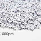 1000pcs Square White Letter Beads Acrylic 6x6mm Cube Beads for Bracelets Necklaces and Jewelry Making Alphabet Bead - color: White-Black