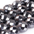 HAAMIIQII 65pcs 6mm Natural Black Hematite Loose Gemstone Beads Faceted Round Spacer Stone Beads for Jewelry Making DIY Bracelets Necklaces Crafting - color: Faceted Round, size: 6mm