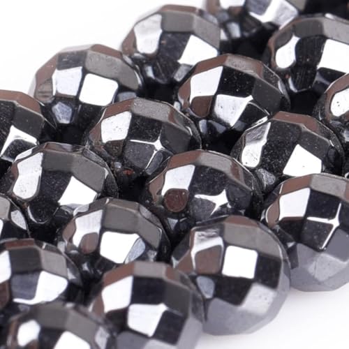 HAAMIIQII 40pcs 10mm Natural Black Hematite Loose Gemstone Beads Faceted Round Spacer Stone Beads for Jewelry Making DIY Bracelets Necklaces Crafting - color: Faceted Round, size: 10mm