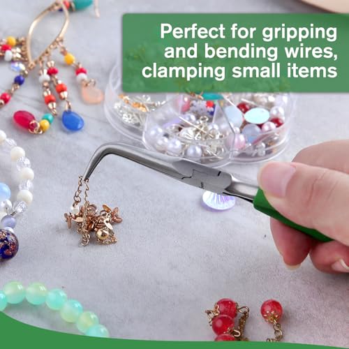 SPEEDWOX Mini Bent Needle Nose Pliers With Teeth 5" 45-Degree Bent Long Nose Pliers With Serrated Jaw Needle Remover Pliers Fishing Tools Precision Pliers For Jewelry Making And Small Object Gripping - style: Bent Needle Nose Pliers