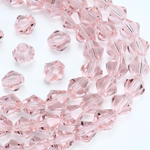 Dowarm 1000PCS 4mm Pink Bicone Beads for Craft Jewelry Making, DIY Bracelet, Necklace, Dolls, Wine Charms, Wind Chimes, Suncatchers, Bulk Small Faceted Crystal Beads - color: 04-Pink, size: 4MM