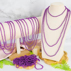 Huskein 100 PCS Purple Beads Necklaces, Mardi Gras Beads, 33" Round Beaded Bulk Parade Accessories Set, Beads For Carniaval Festive Celebrations Party - color: Purple