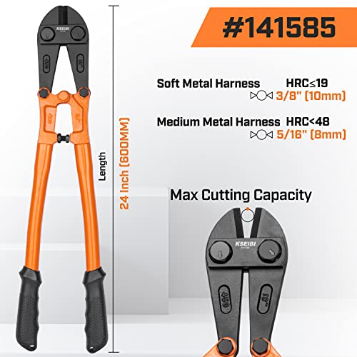 KSEIBI 141585 Heavy-Duty Medium Size Bolt Cutter 24" for Cutting Fence, Steel Wire, Chain, Screws, Rivet, and Medium Padlock, with Soft Grip Rubber Ergonomic Handle Cutters - size: 24 Inch-600mm