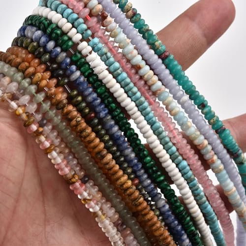 150pcs 4x2mm Green Jasper Disk Rondelle Spacer Stone Semi Precious Gemstone Loose Beads for Jewelry Making 15 Inch - color: Green Jasper