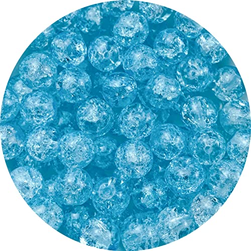 100pcs Crackle Glass Beads 8mm Round Crystal Glass Spacer Crafts Beads for Jewelry Making Necklace Bracelet Earrings DIY Crafts(Sky Blue) - color: Sky Blue, size: 8mm