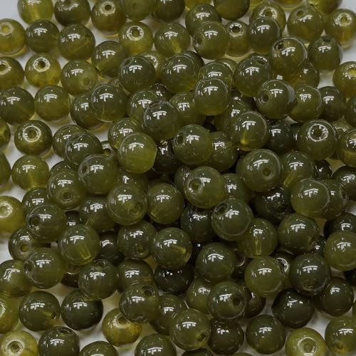 200PCS Glass Beads 8mm Glass Beads for Bracelets Necklaces Jewelry Making DIY Crafts (Olive Green) - color: 7Olive Green