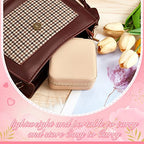 Taiyin Travel Jewelry Case, Bridesmaid Gifts Mini Jewelry Organizer, PU Leather Portable Earring Box for Women Girls - color: Beige