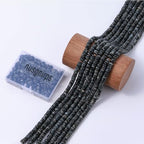 Natural Black Spectrolite Disk Stone Spacer Beads 6x2mm 38cm/str Flat Rondelle Loose Semi Gemstone Caps for Making Bracelets Necklace - color: Black Spectrolite