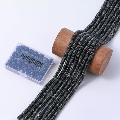 Natural Black Spectrolite Disk Stone Spacer Beads 6x2mm 38cm/str Flat Rondelle Loose Semi Gemstone Caps for Making Bracelets Necklace - color: Black Spectrolite