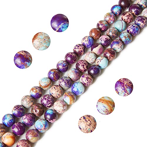 100pcs 10mm Colorful Imperial Jasper Beads Natural Gemstone Beads Round Loose Beads for Jewelry Making - color: Colorful Imperial Jasper, size: 10mm