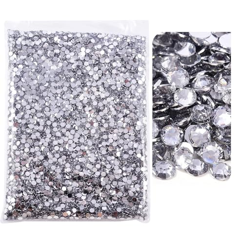 Blinginbox 50000pcs Flatback Rhinestones,Silver Backing Resin Non Hotfix Rhinestones Large Quantity Wholesale for Crafts Creative Design,Clothes,Makeup,Nail Art (2mm=0.08",Crystal - color: Clear, size: 2mm=0.08"