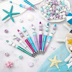 Colarr 24 Sets Plastic Beadable Pens DIY Pens Making Kit Assorted Wood Beads Crystal Spacer Black Ink Ballpoint for Women Crafts Office Family Gifts(Mermaid) - style: Mermaid