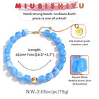 Chunky Necklaces for Women, Trendy Colorful Square Acrylic Resin Beads Statement Choker Necklace, Lightweight Boho Summer Beach Vacation Jewelry - color: Larimar Blue color