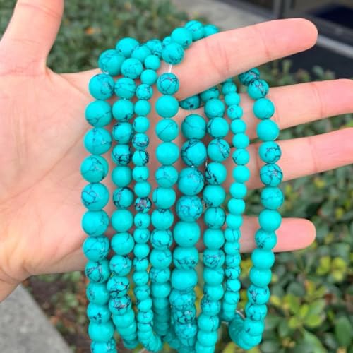 120pcs Adabele Natural Green Turquoise Howlite Healing Gemstone 6mm Round Beads Gem Stone Spacer for DIY Craft Jewelry Making GS19-6 - color: Green Howlite (Imitated Turquoise), size: 6mm (120pcs/2 strands)