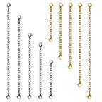 Necklace Extenders, 10Pcs Stainless Steel Gold Silver Necklace Bracelet Anklet Extension Chains with Lobster Clasps and Closures for Jewelry Making - color: Gold Silver