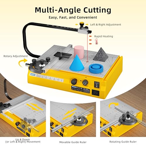 Hot Wire Foam Cutter, Foam Cutting Worktable with Elevated Extension Rail, Hot Wire Cutting Tool for EVA, Sponge, KT board, Insulation panels, Polystyrene Foam Various Thermoplastic Materials - color: Yellow & Black
