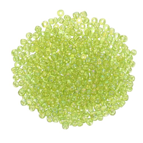 uxcell 2000 Pcs Glass Seed Beads Bulk, 4mm Mini Loose Glass Bugle Beads for DIY Earrings, Necklaces, Bracelets, Jewelry Making, Light Green - color: Light Green, size: 4mm