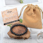 MASSIVE BEADS Handmade Yoga Stretch Elastic Bracelet Natural Stone Crystal Healing Power Energy Gifts for Unisex Adult 4mm 6mm 8mm 10mm - color: Black Onyx(Positive Energy), size: 8mm