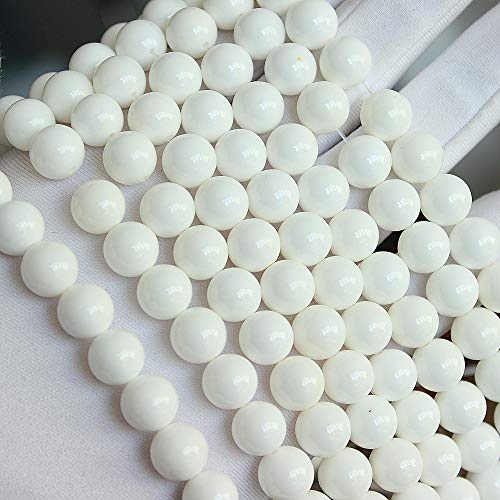 MJDCB 7A Natural Deep Sea White Shells Round Stone Beads for Jewelry Making DIY Bracelet Necklace (12mm) - color: Deep Sea White Shells, size: 12mm