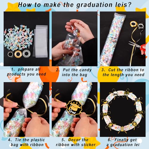 28PCS Black and Gold Graduation Decorations 2026 Candy Leis Making Kit - Hawaiian Congrats Grad Necklaces Party Supplies (Assembly Needed, Candy not Included)