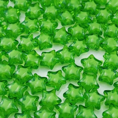 200pcs 11mm Acrylic Star Beads Spacer Beads for DIY Jewelry Making Bracelet Necklace Key Chains Handmade Craft(Green) - color: Green, size: 11mm