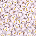300Pcs Letter Beads L 4X7mm Gold Alphabet Beads Acrylic Round Shape Loose Beads for Name Bracelets Necklaces Key Chains DIY Jewelry Making (L) - color: Gold, size: L